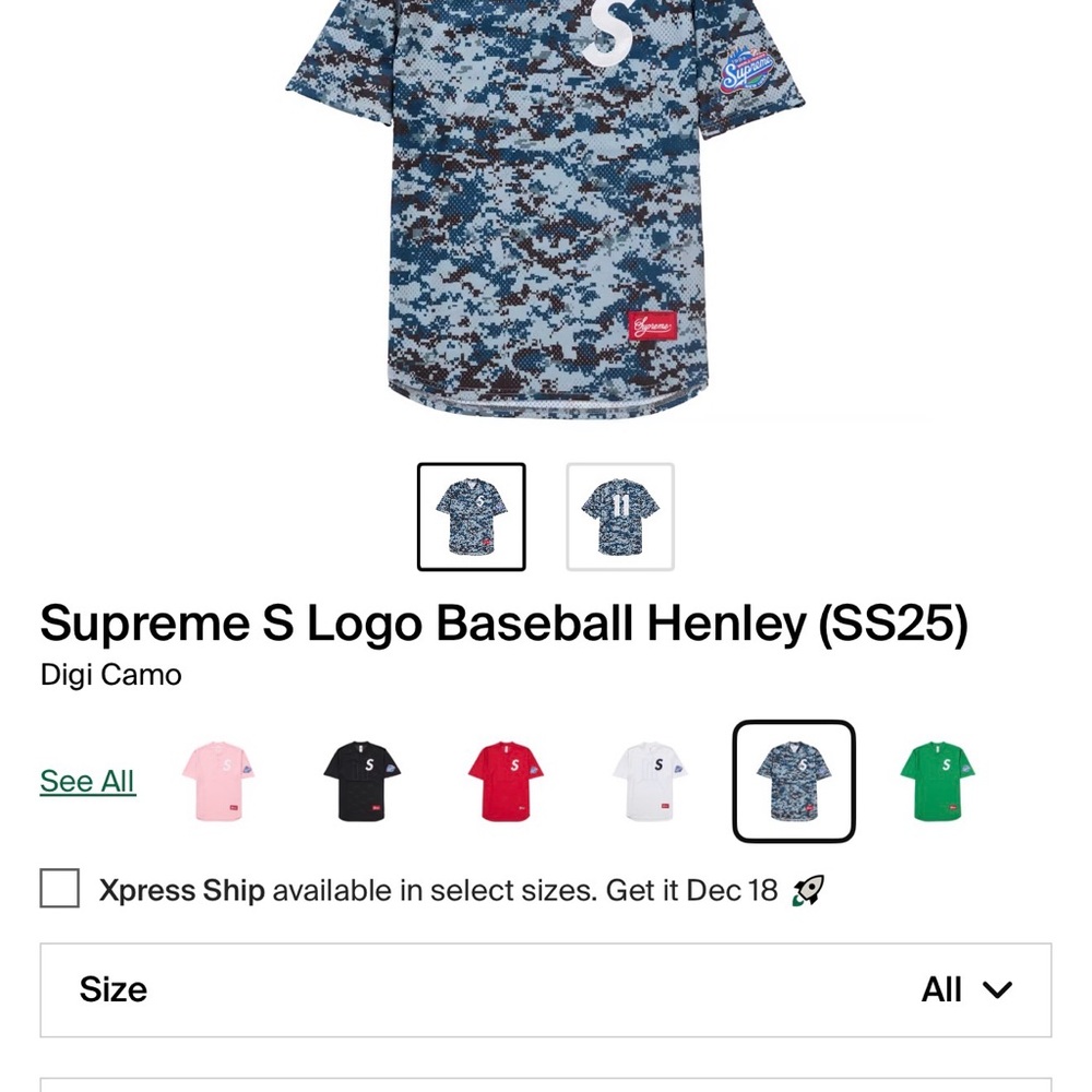 Supreme Blue Camo Kids Henley Tee